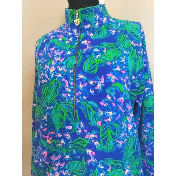 lilly pulitzer Multicolor Floral 1/2 Zip Long sleeve Athletic Pullover Size XL - Picture 2 of 8